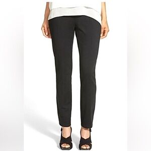 Eileen Fisher Black Slim Skinny Pants Yoke Detail Rayon Heavyweight Knit PP 2 4P